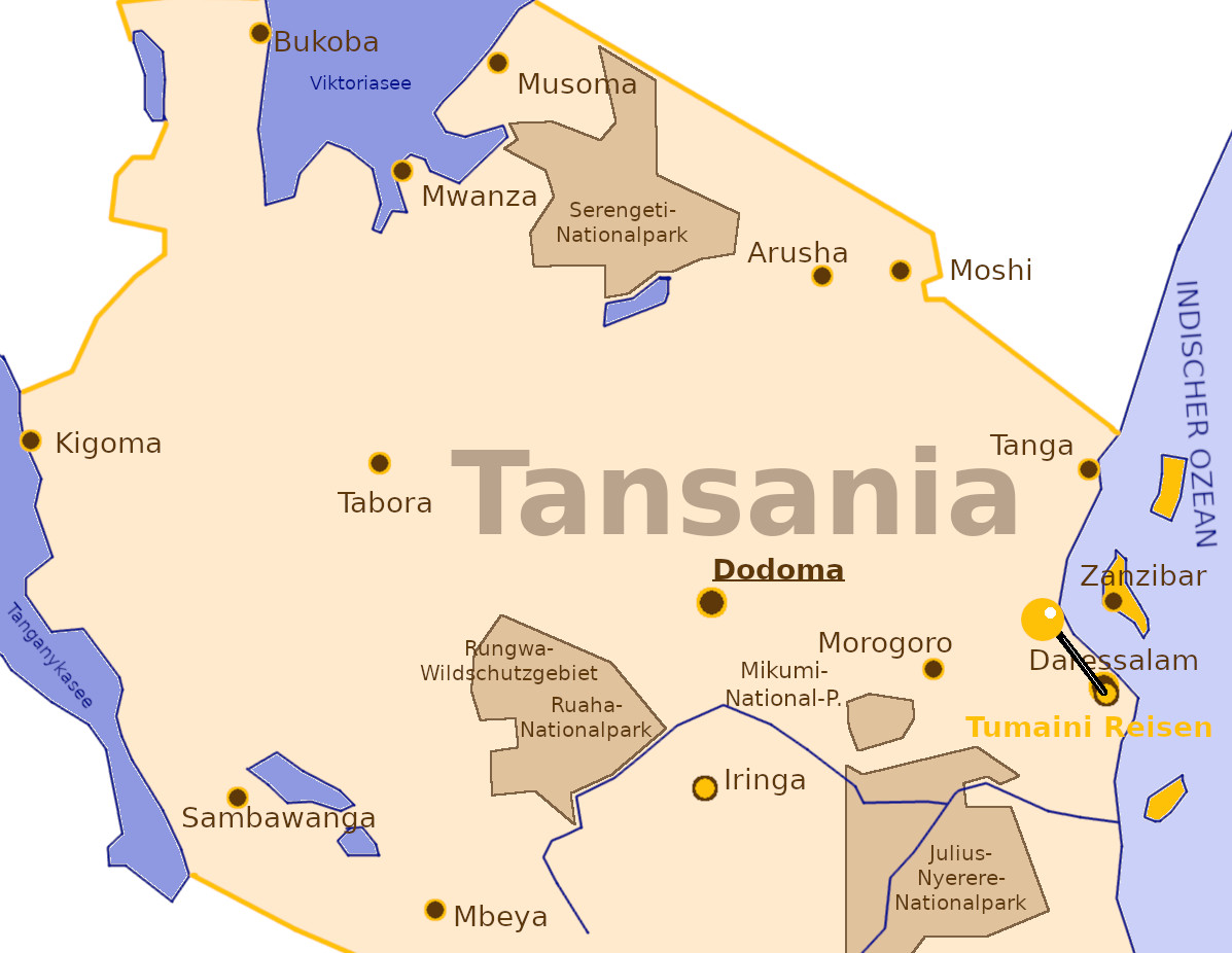 Map of Eastern Tanzania